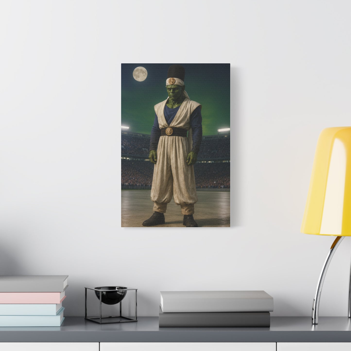 Stretched Canvas Art for Home Decor, Unique Wall Art, Green Character, Pop Culture Fan, Sports Theme, Gift Idea for Any Occasion