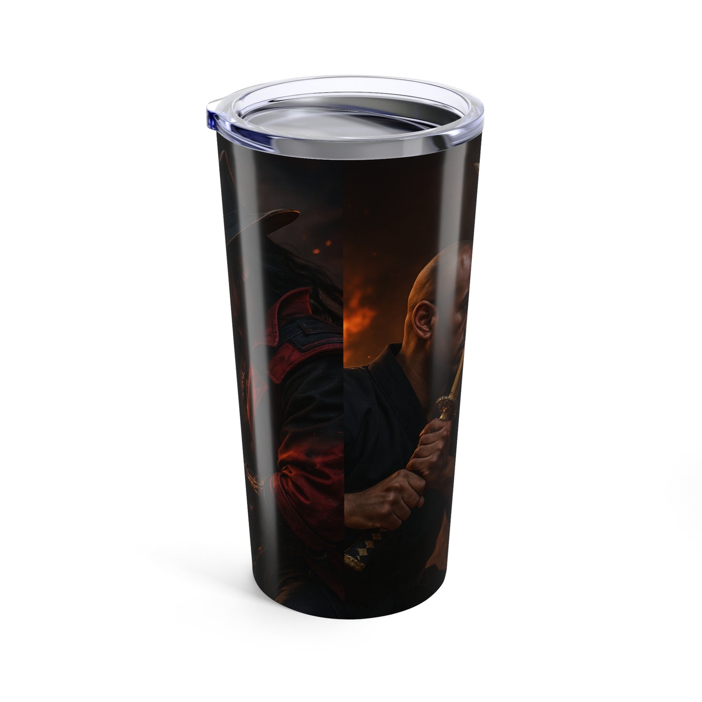 Warrior Spirit 20oz Tumbler - Cool Travel Mug, Samurai Design, Gifts for Him, Unique Coffee Cup, Mug for Anime Fans