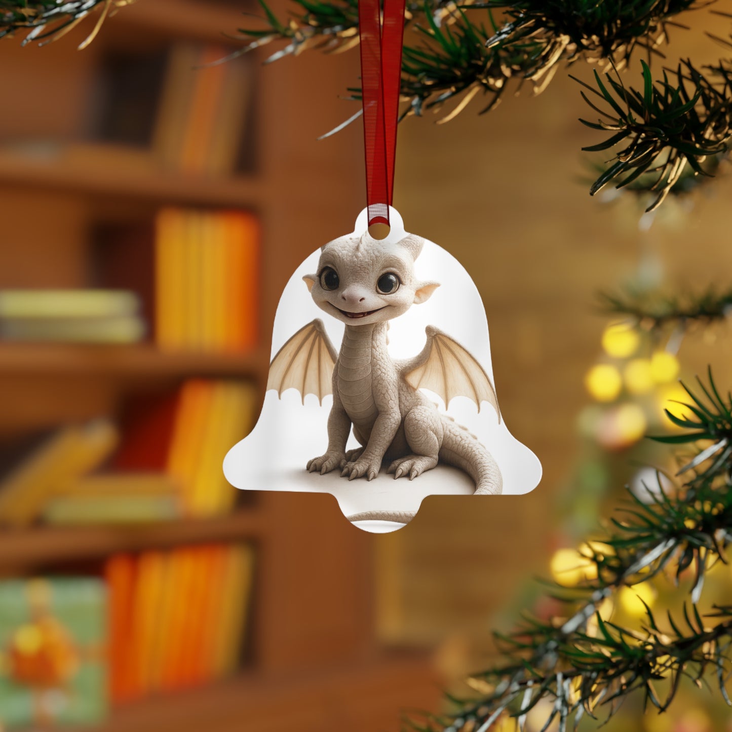 Whimsical Dragon Metal Ornaments, Cute Holiday Decorations, Unique Gift for Kids, Fantasy Tree Ornaments, Customizable Keepsakes
