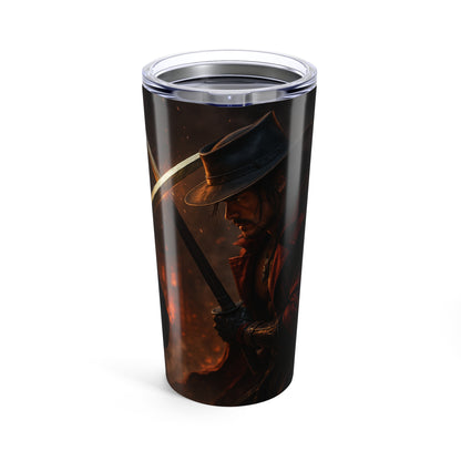 Warrior Spirit 20oz Tumbler - Cool Travel Mug, Samurai Design, Gifts for Him, Unique Coffee Cup, Mug for Anime Fans
