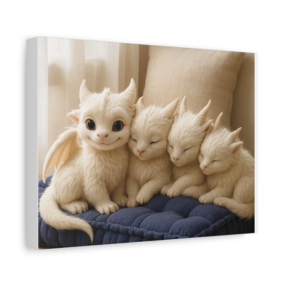 Cute Fantasy Wall Art, Cozy Home Decor, Dragon Nursery Canvas, Kids Room Wall Art, Gift for Dragon Lovers, Fantasy Art Prints